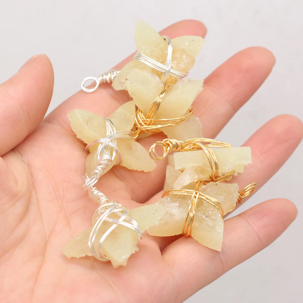 1 шт. очаровательный топаз Натуральный Полудрагоценный Камень Серебряный кулон с