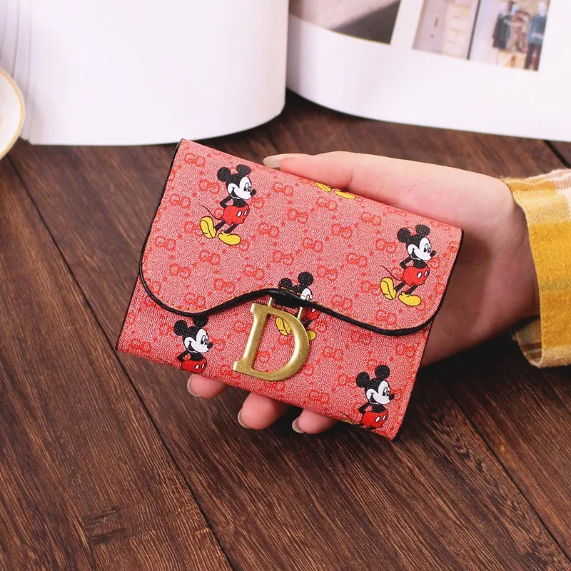 

New Disney Mickey Ladies Small Wallet Women Short Student Korean Change Women Card Case Wallet Id Card Storage Card Bag