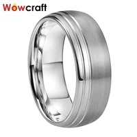 8mm tungsten wedding bands for men women brushed polished finish domed band with grooves engagement ring
