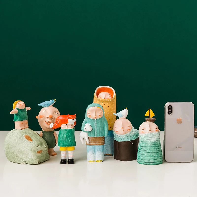 Resin Boy Home Decoration Children's Bedroom Cafe Office Personality Desktop Crafts Ornaments Children Christmas Birthday Gift