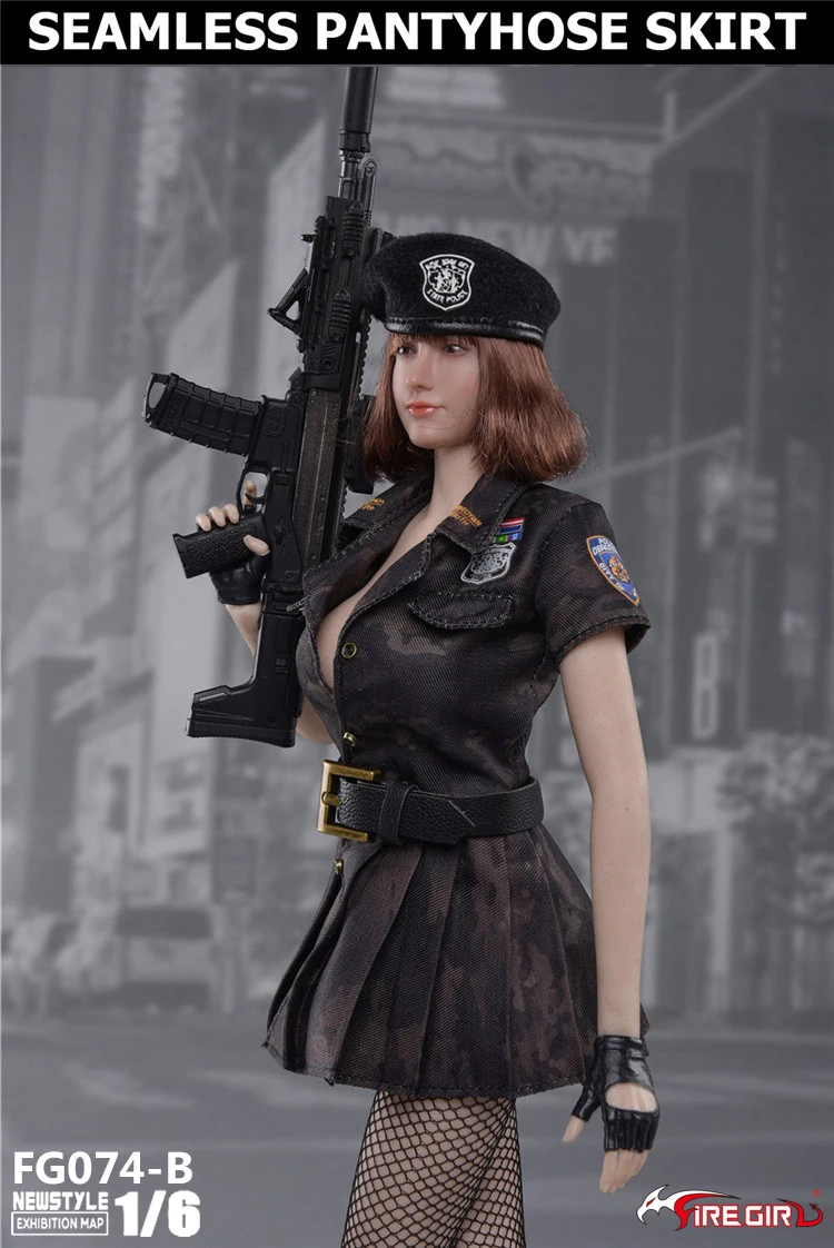Игрушки сделай сам 1/6 FG074 Женская юбка для полицейских платье с чулками шапочка