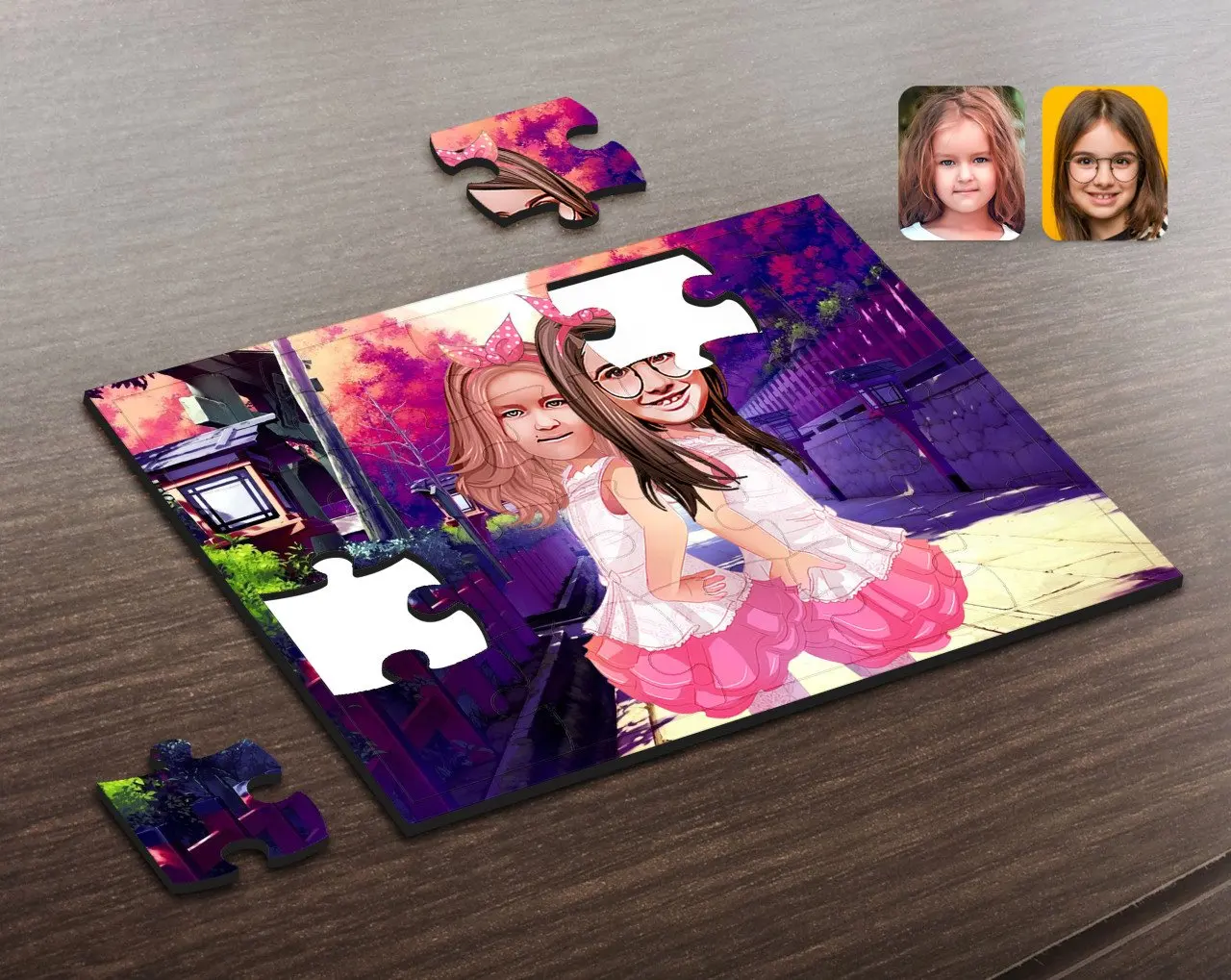 

Personalized Sisters Caricature Of Wooden Puzzle-3 Reliable Gift Special Design Good Quality Surprise Play Dear Pleasant intelligence
