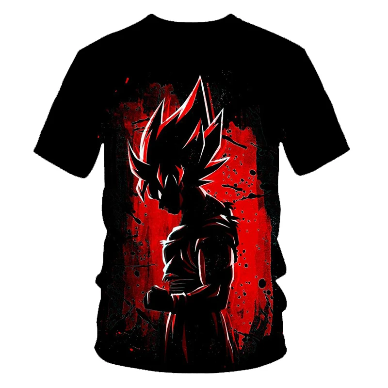 

2021 Summer Men's T-shirt Casual Large Size 3D Printing Japanese Anime Saiyan Goku Children's Fashion Top