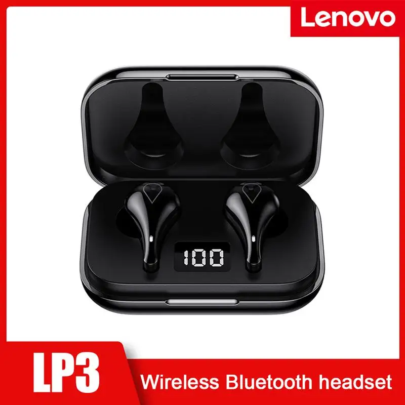 

Lenovo LP3 Wireless Bluetooth 5.0 Earphones Waterproof TWS Low Latency Stereo Bass Sound Gaming Earbuds with LED Power Display