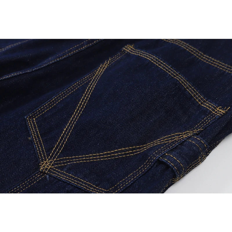 

Loose Denim Pants Women Stitched Design Retro Wide Leg Jeans 2021 Streetwear Relax Dark Blue Tide Japanese Straight BF Trousers