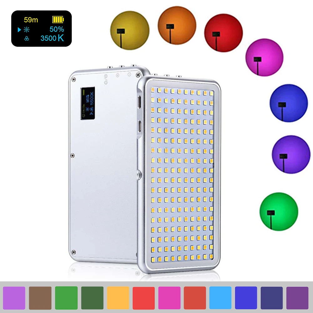 Ультратонкий 180 перезаряжаемый светодиодный светильник для видеосъемки 12 цветов