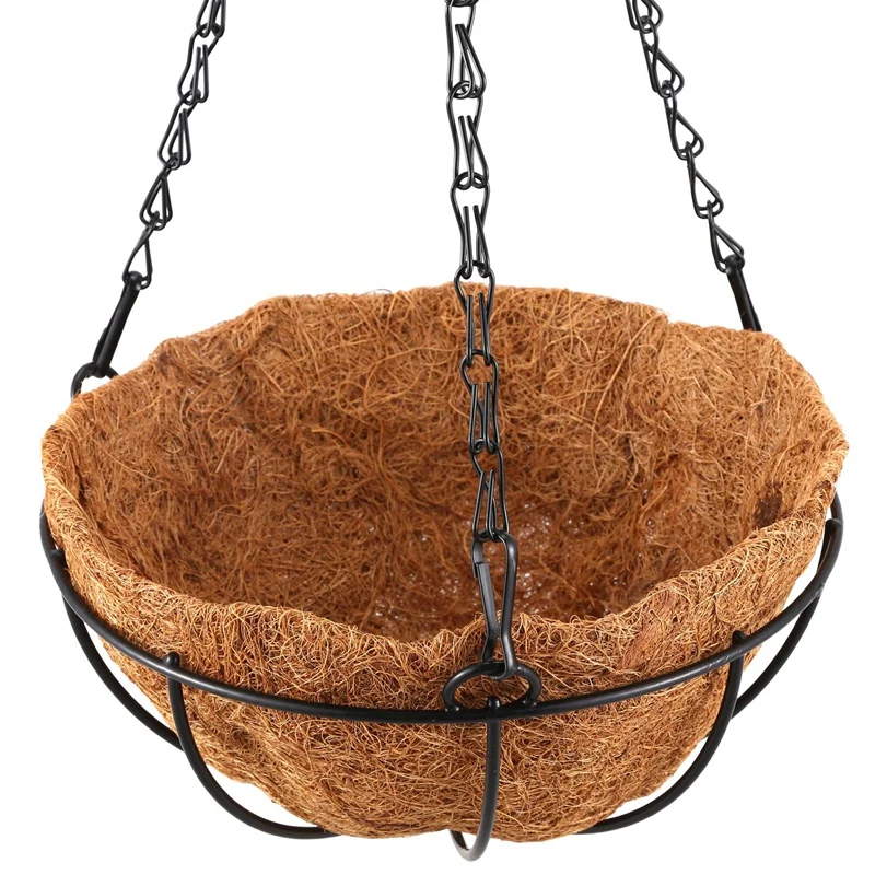 Black Growers Hanging Basket Planter with Chain Flower Plant Pot Home Garden Balcony Decoration-8inch | Дом и сад