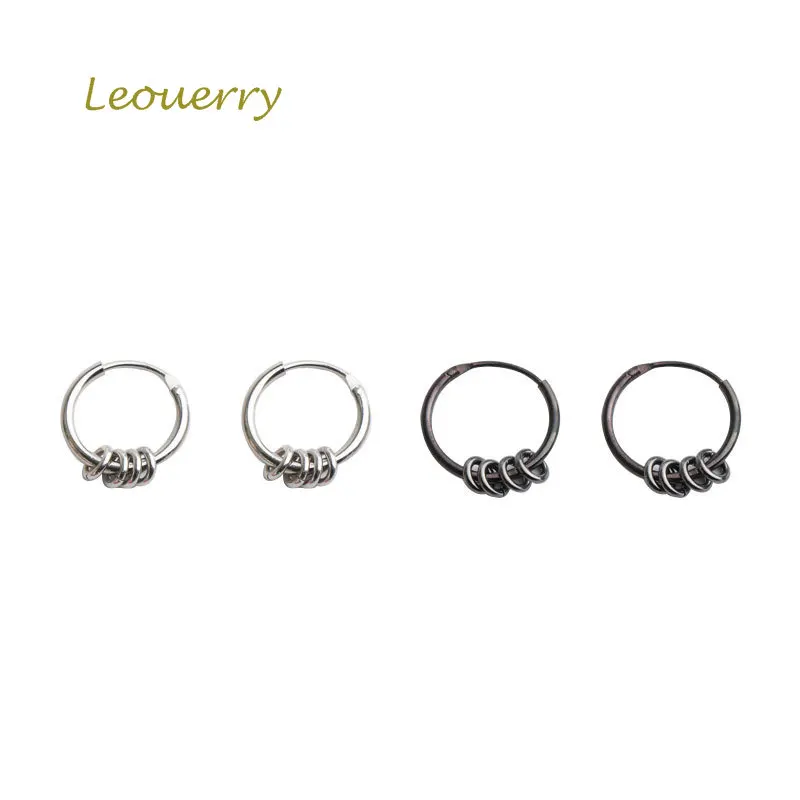 

Leouerry 925 Sterling Silver Black Silver Circle Earrings Women Girls Cool Punk Ear Bones Hoop Ring For Party Club Fine Jewelry