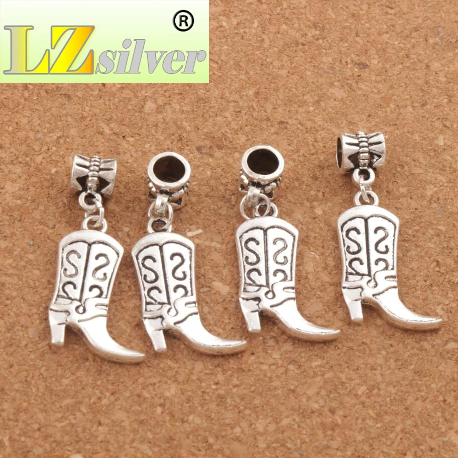 S Design Cowboy Boots High Heel Charm Beads 60PCS Zinc Alloy Dangle Fit European Bracelets 36.3x16.2mm B250