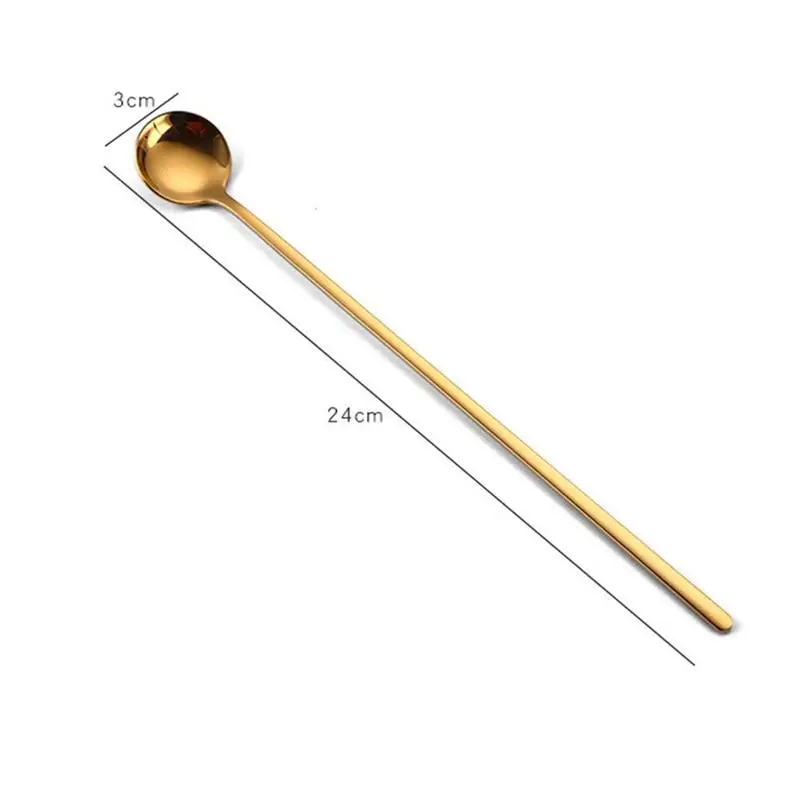 

Rainbow Color Coffee Tea Stir Spoon Long Handle Ice Spoons Kitchen Cream Supplies Steel Dessert Tableware Eco-Friendly Stai