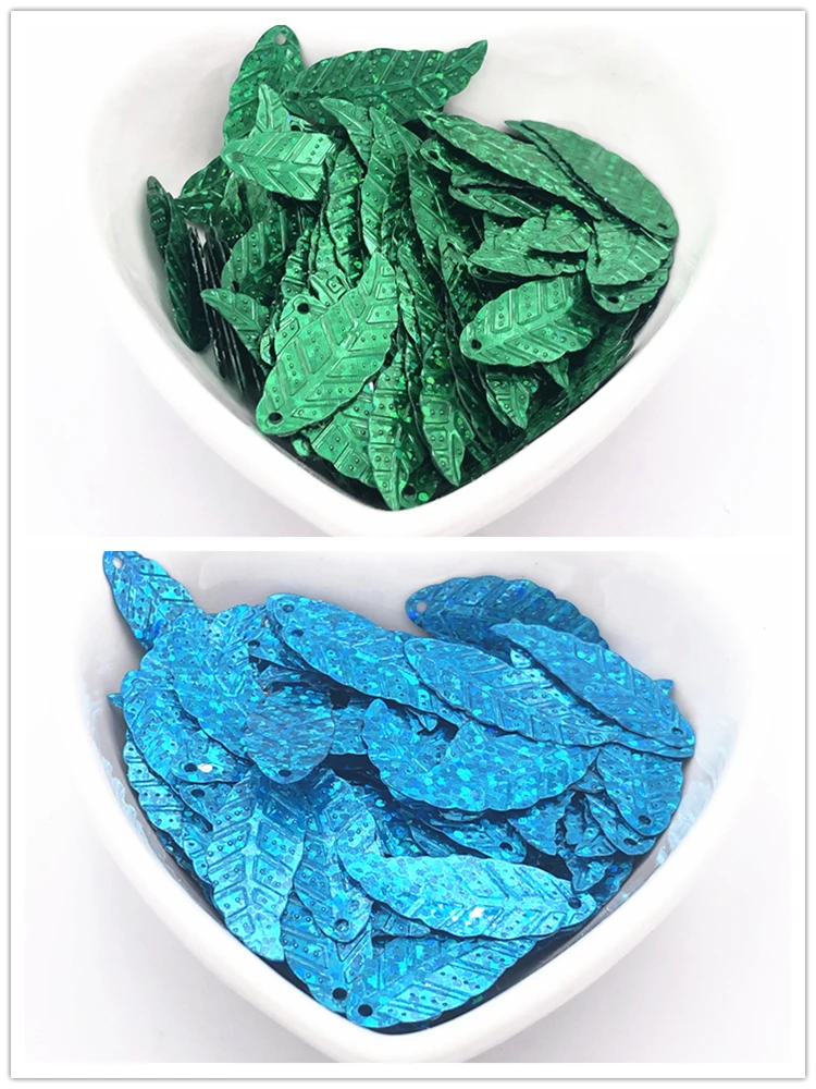 100 шт./пакет 10*29 мм лазерные пайетки в форме листа ПВХ для шитья свадебного ремесла