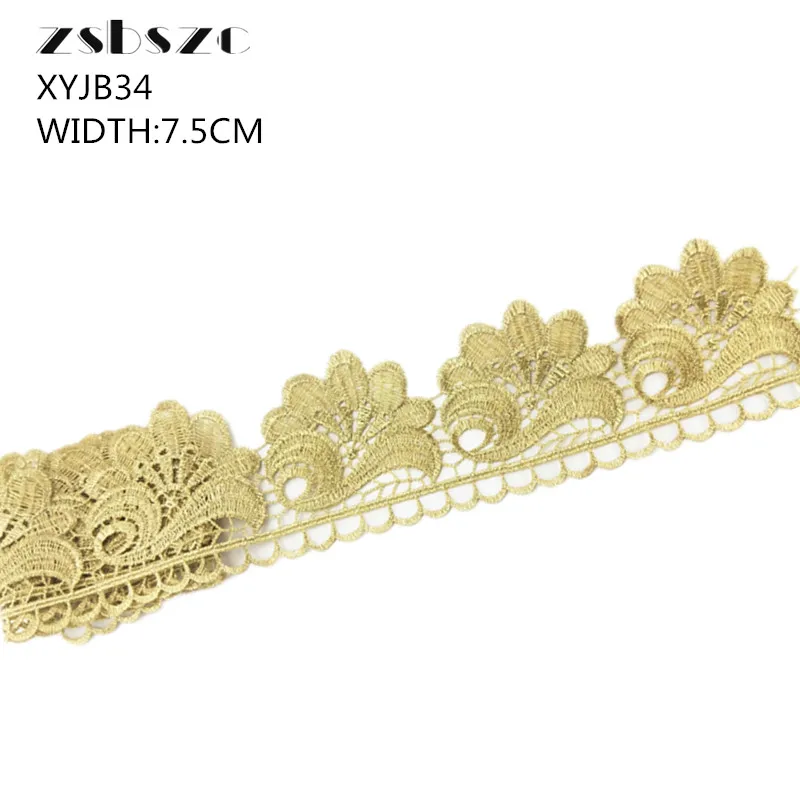 

10CM Width 5Yards Gold Lace Flower Ribbon Glitter Crocheted DIY Craft Sewing Supplies