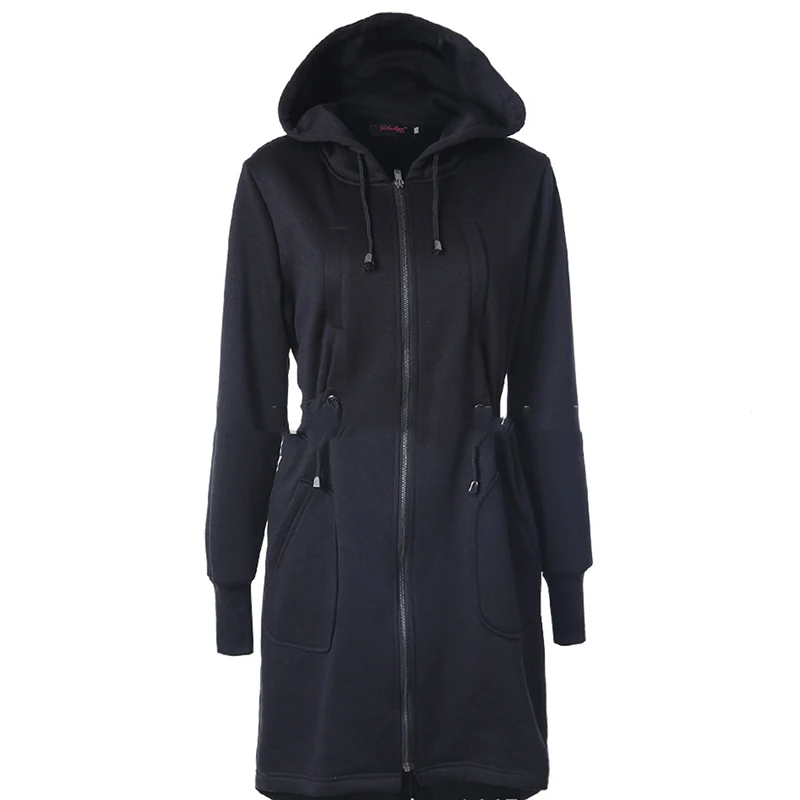 Теплое длинное пальто с меховым воротником куртка капюшоном для женщин тонкая на
