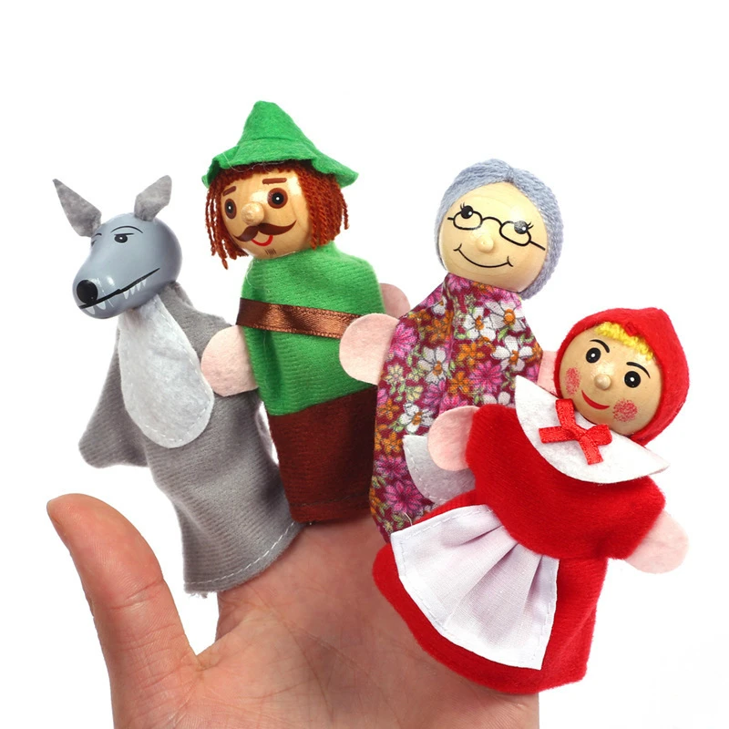 Baby Tell Story Finger Puppets Three Pigs Mermaid Castle Princess Cartoon Theater Role Play Educational Toys For Children Gifts