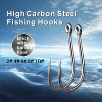 50100pcs fish hook set high carbon steel barbed size 2 4 6 8 10 in fly fishing hook worm pond fishing bait holder jig