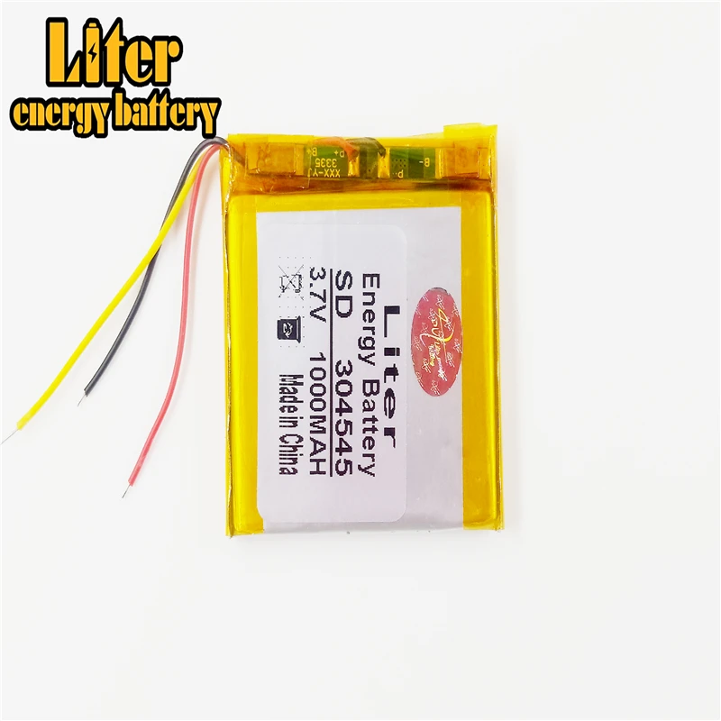 3 провода 7 V 304545 034545 MP3 MP4 MP5 батарея литий-полимерный аккумулятор GPS 1000 мАч |