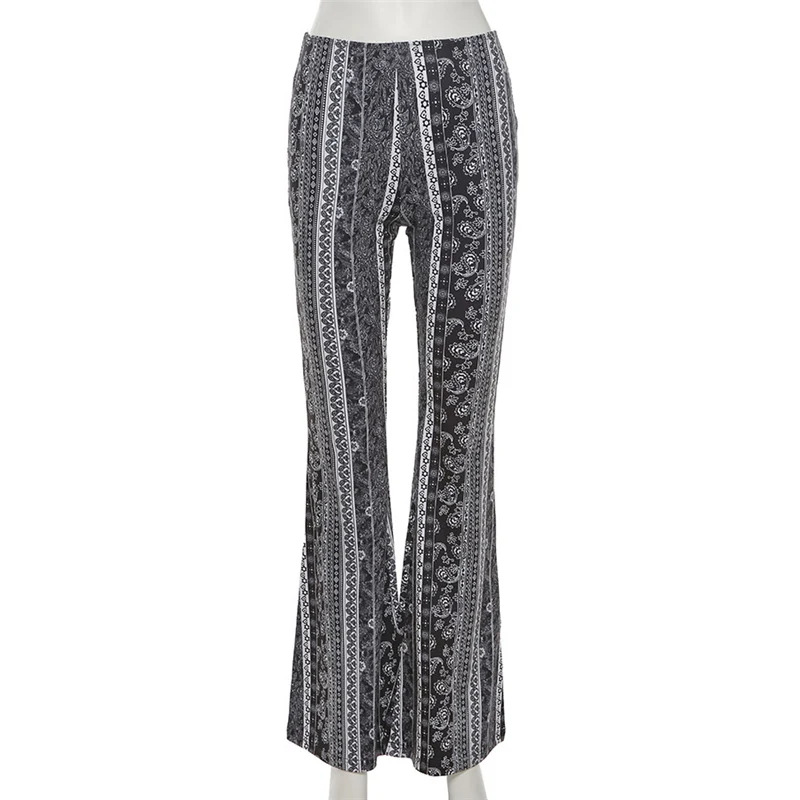 

Spring and summer women's casual slim fashion all-match high-waist pants, women's printed street flared pants