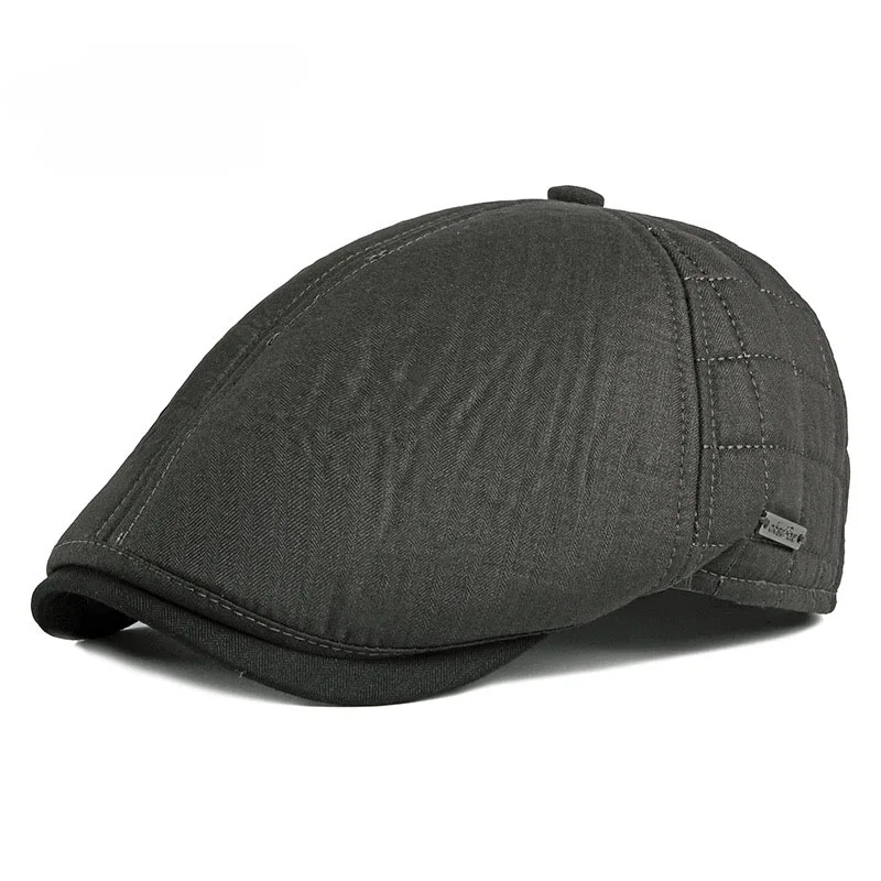 Fibonacci New Style Newsboy Cap Brand Quality Men Beret Plus Thick Velvet Autumn Winter Cabbie Ivy Dad Hat - Цвет: Армейский зеленый