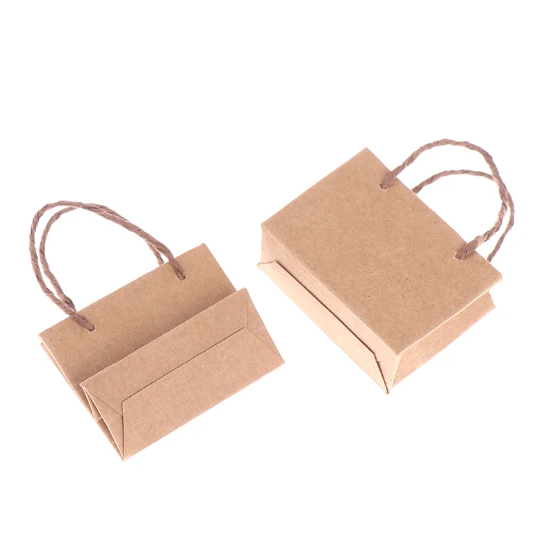 

2PC 1:12 Dollhouse Miniature Mini Kraft Paper Bag Handbag Doll Shopping Bag Fashion Handbag Doll Shopping Bag