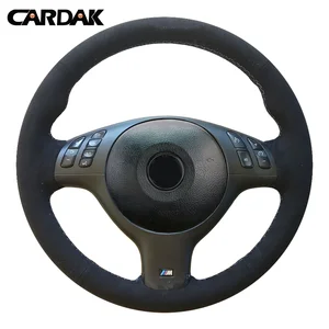 cardak black suede car steering wheel cover for bmw e46 m3 e39 330i 540i 525i 530i 330ci 2001 2002 2003 free global shipping