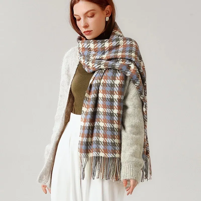 

NEW Cashmere Women Scarf 180*70CM Winter Warm Plaid Shawl and Wrap Bandana Pashmina Long Tassel Female Foulard Thick Blanket