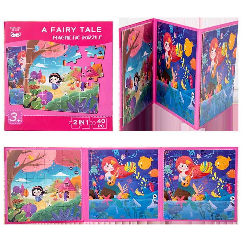 

20 Pcs Magnetic Puzzle Book of Two-in-one Early Education Jigsaw Magnet Toys Learning Education Assemble Toy Educational Games