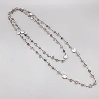 6mm gray labradorite necklace with freshwater coin pearls and smokey crystals knotted long jewelry for women girls gifts 50 inch