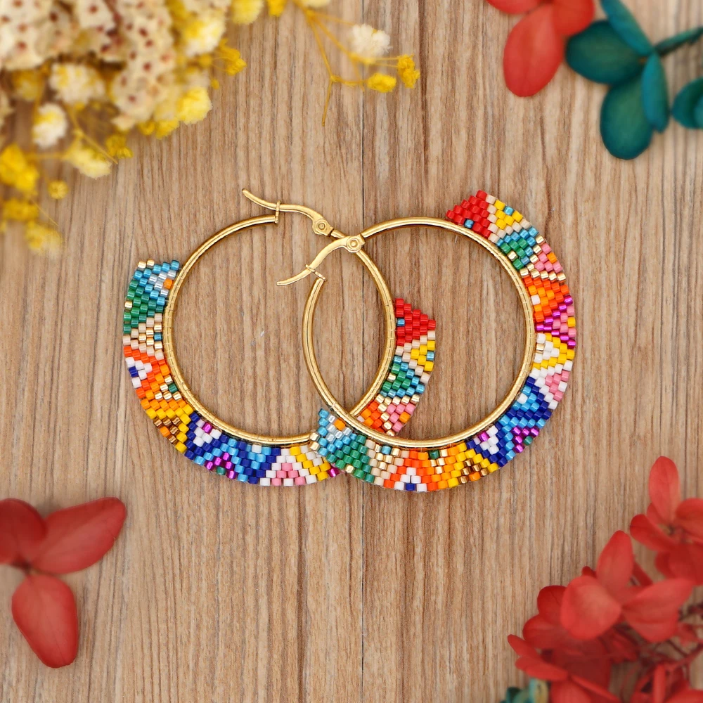 

Go2boho Boho Hoop Earrings Jewelry Stainless Steel Earrings 2021 Design Miyuki Pendientes Women Handmade High Quality Jewellery