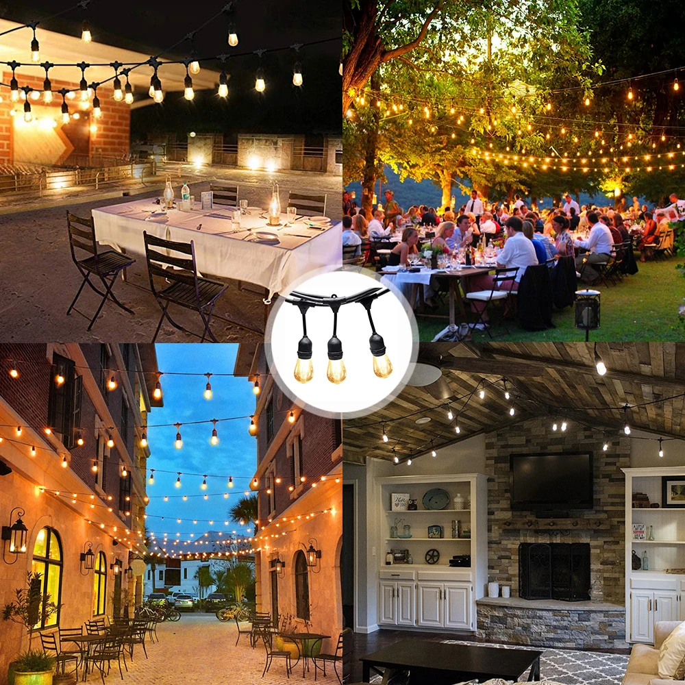 

S14 LED String Lights E27 Retro Edison Filament Bulb Outdoor Ramadan Decoration Christmas Lights Garlands Patio porch lights