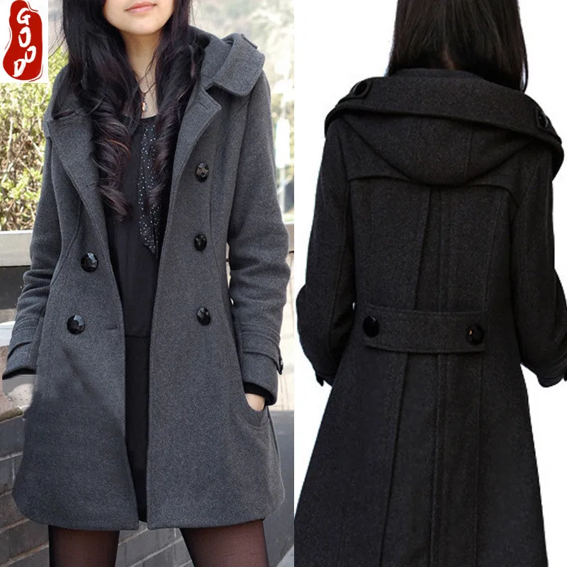 

Women's Autumn Wool Jackets Long Elegant Female Winter Jacket Plus Size Overcoat Lady Outerwear Long Sleeve Coats LPL483