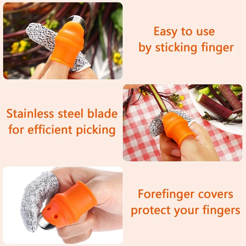 

6 Sets Silicone Thumb Knife,Thumb Cutter with Finger Protectors Finger Cots,for Harvesting Vegetable,Fruit&Plant