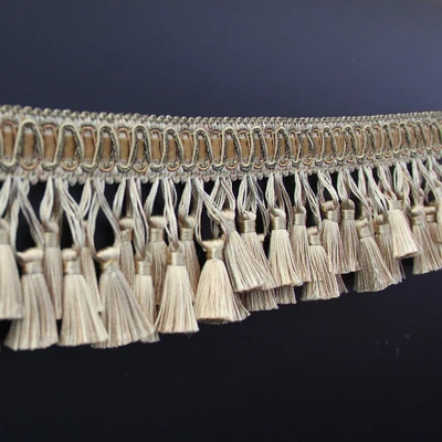 Beige QGVLish, 1 м, двухслойные кисти для занавесок, бахрома, кружевная отделка, сделай сам, швейная подушка для дивана, аксессуары для занавесок, кружевные ленты, ремни - Цвет: Beige