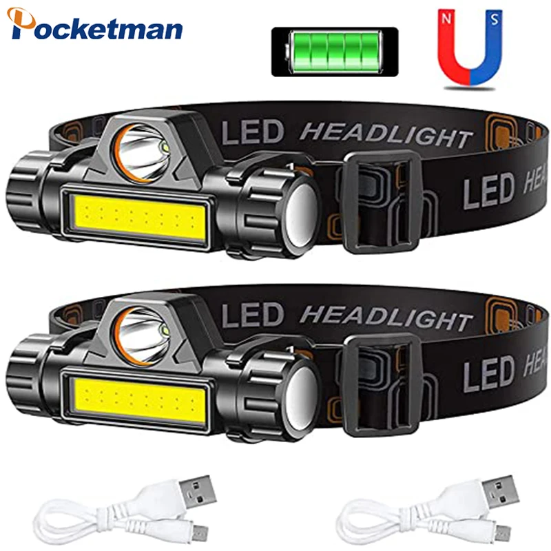 

Most Bright Headlamp Q5+COB Led Powerful Flashlight Headlight Built-in 18650 Battery Outdoor Camping Fishing light lamp