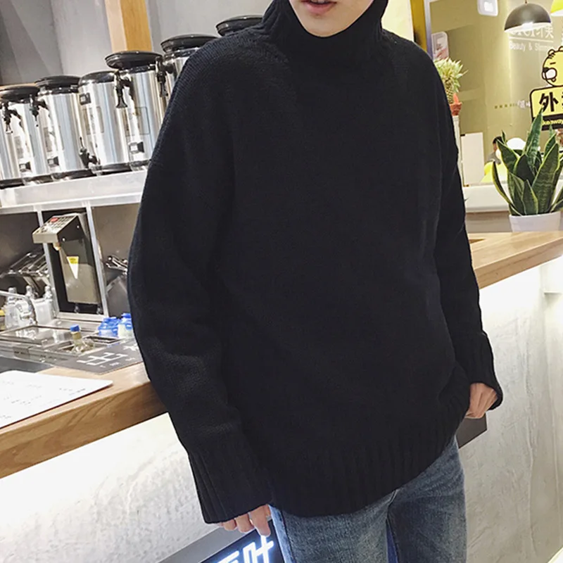 

Men Turtleneck Sweater Autumn Winter Warm Soft Thick Solid Comfortable Spacious Clothes Knitted Cotton Casual Hombre Pullover