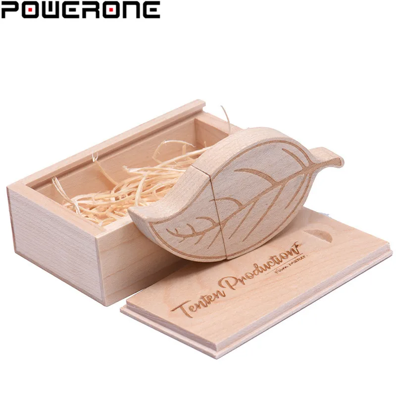 POWERONE (10 шт. бесплатный логотип) деревянный лист + упаковочная коробка usb флеш