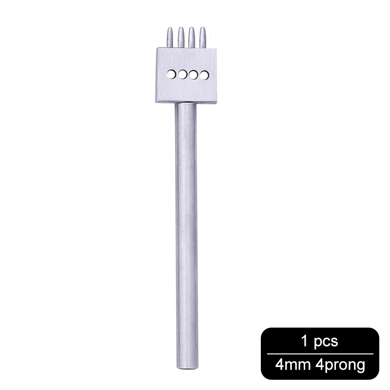 Silver 4mm 4prong MIUSIE 1 шт. 4 мм поделки кожаный перфорационный инструмент 2/4/6 зубец отверстие строки кругового вырезать прошитой расстояние между отверстиями бурения Кожа ремесло - Цвет: Silver 4mm 4prong