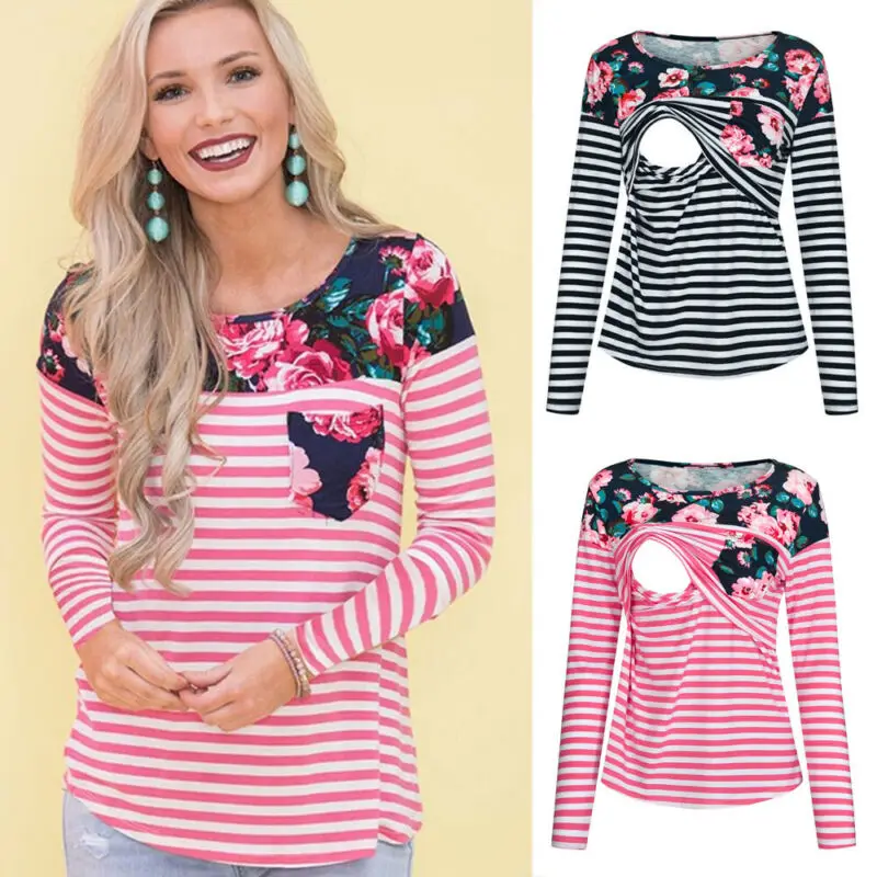 Лидер продаж Женская Футболка для беременных кормящих грудью с длинным рукавом