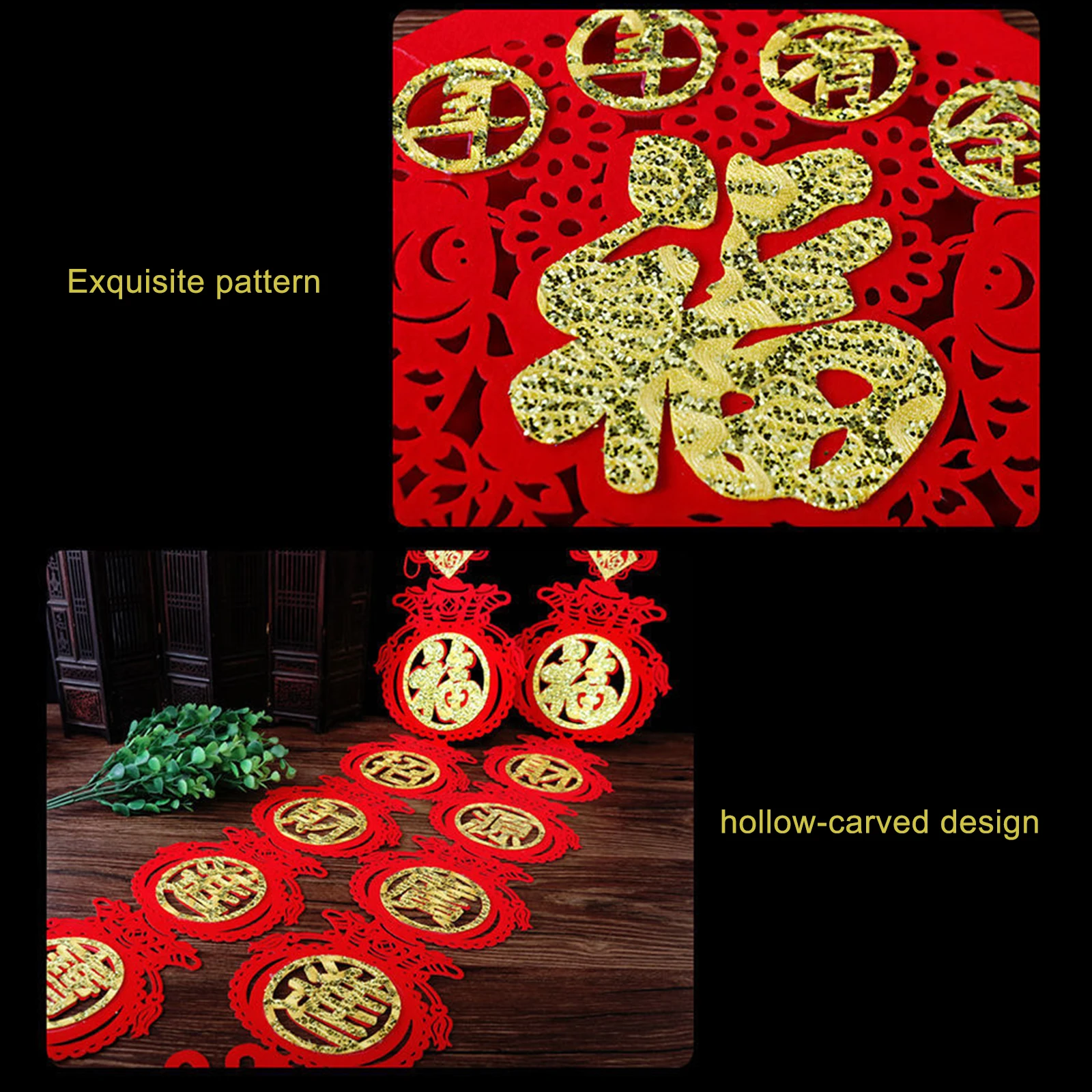 

Decals Ox New Year Welfare Gift Bag Couplet Fu Flocking Suitable For Indoor Wall Window Door Decor Use Spring Festival Adornment