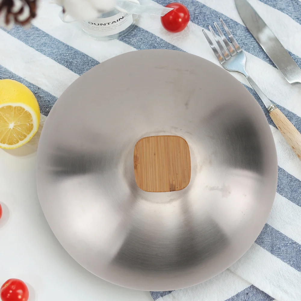 

1pc Household Food Cover Stainless Steel Steak Cover Kitchen Supply (Silver)