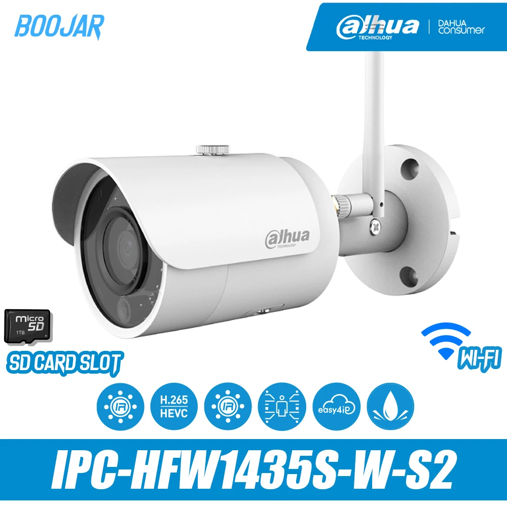 Компактная цилиндрическая камера Dahua IPC HFW1435S W S2 2K H.265 Wi Fi IR 30M IP67 4 МП|Камеры