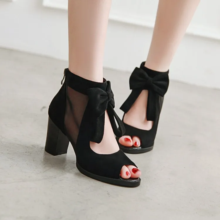 Сандалии женские на высоком каблуке Босоножки с открытым носком сетчатая обувь