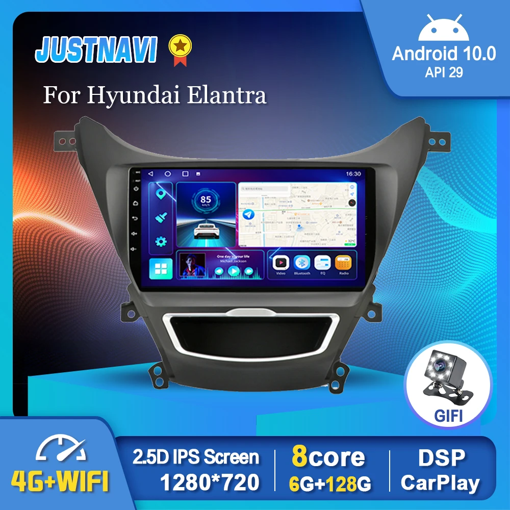 

Автомобильный радиоприемник 6G 128G для Hyundai Elantra 2011-2016 Android 10,0 мультимедийный плеер навигация Carplay Авто DSP GPS сенсорный экран 9 дюймов