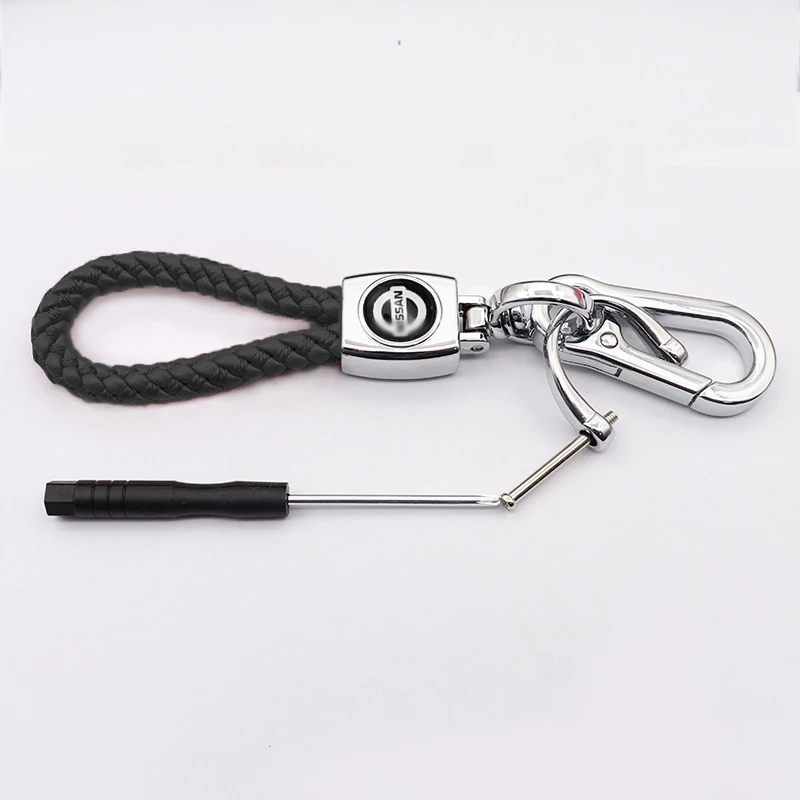 

Car accessories business keychain braided rope metal car logo simple key ring suitable for NISSAN- DAYZ 370Z GT-R Note sway