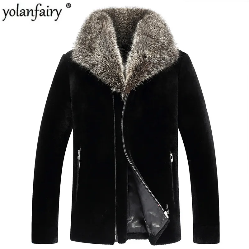 Пальто из натурального меха теплое меховое пальто овчины зимняя куртка Мужская