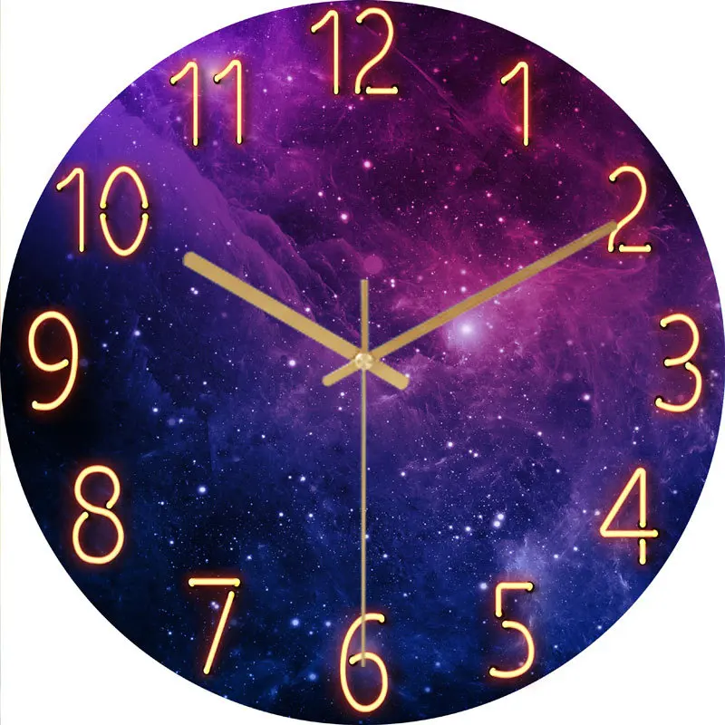 

Glass Wall Clock Modern Design Landscape Light Luxury Colorful Art Reloj Pared Decorativo Clocks Living Room Bedroom Home Decor