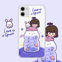 cute cartoon starry sky moon with girl phone case for iphone 11 pro xs max case silicone cover for iphone xr x 7 8 6 plus cases