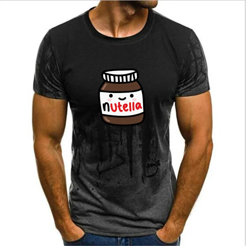 Градиент Nutella принт футболка для мужчин и женщин Harajuku Kawaii в стиле унисекс Топы с