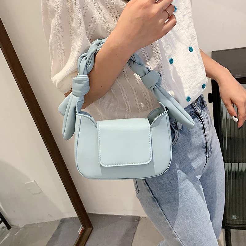

Short Handles Pu Leather Underarm Crossbody Bag for Women 2021 Summer Fashion Luxury Brand Trendy Baguette Shoulder Handbags