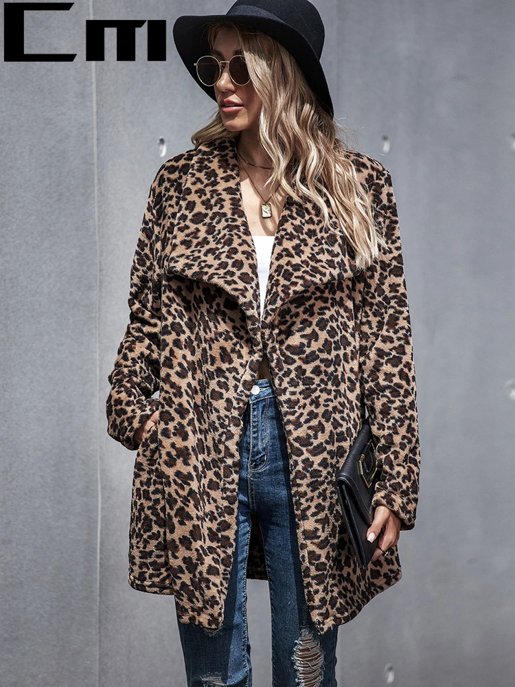 Утепленная леопардовая Женская куртка средней длины роскошное пальто из
