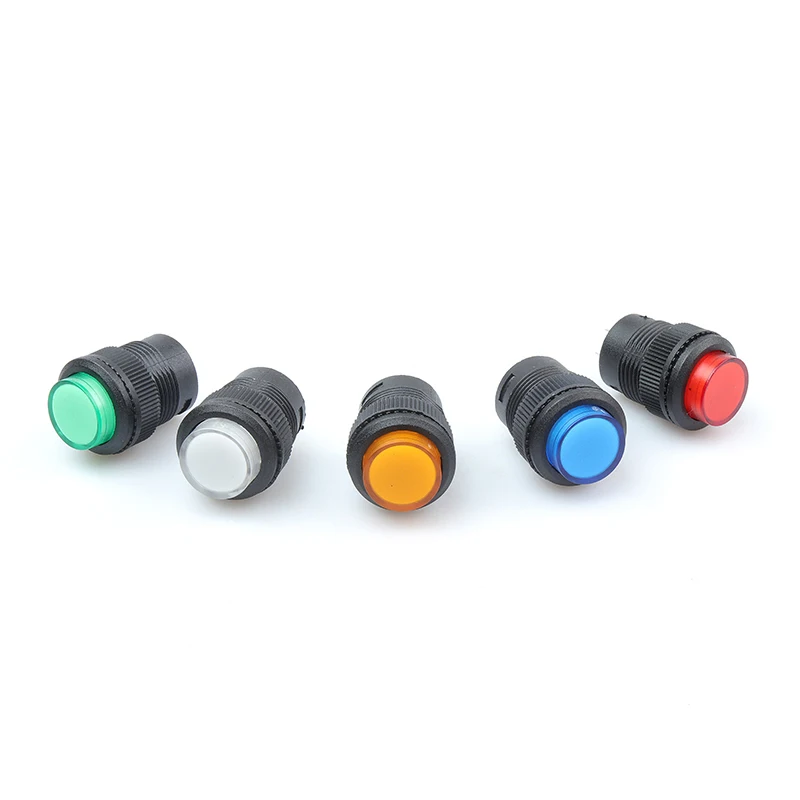 

5-piece stereo button switch, jog button, automatic reset, 4-pin 2-pin 16mm round switch with 3v with LED light, without light